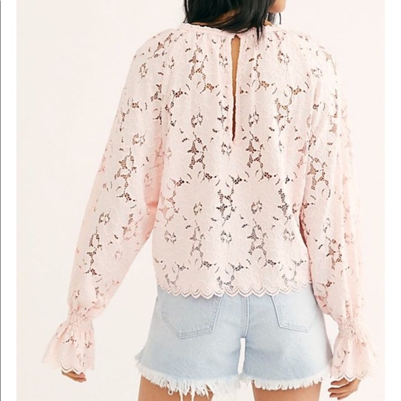 NWT Free People blush pink Olivia Lace Top - Picture 4 of 10